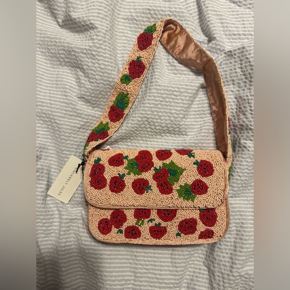 🍓 Sincerely Jules Strawberry Beaded Embellished Shoulder Flap Bag 🍓 - Picture 1 of 1